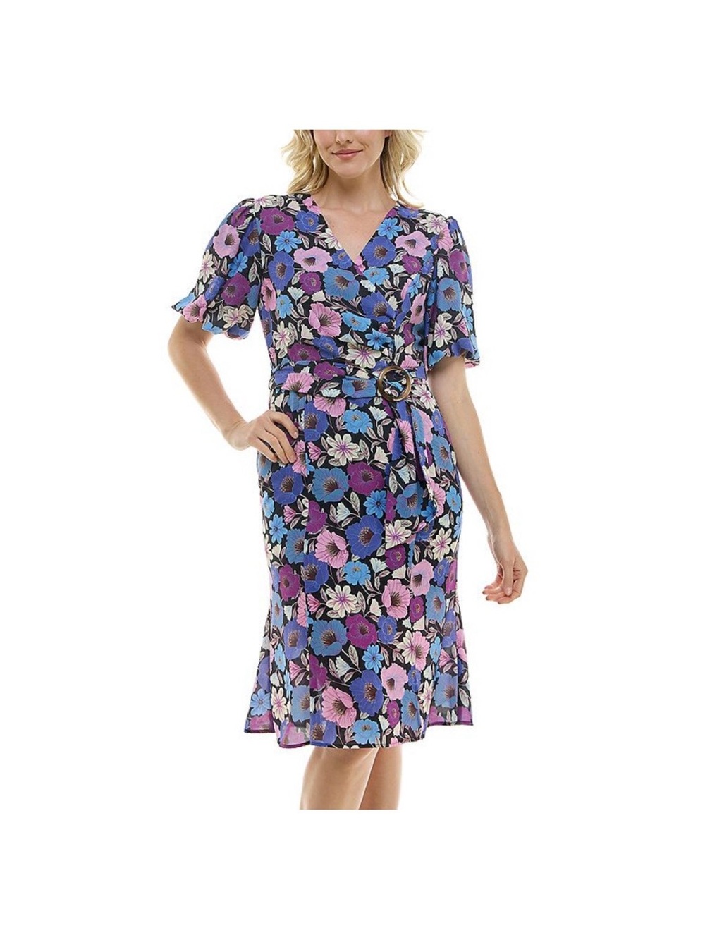 Nicole Miller surplice belted flirty dress